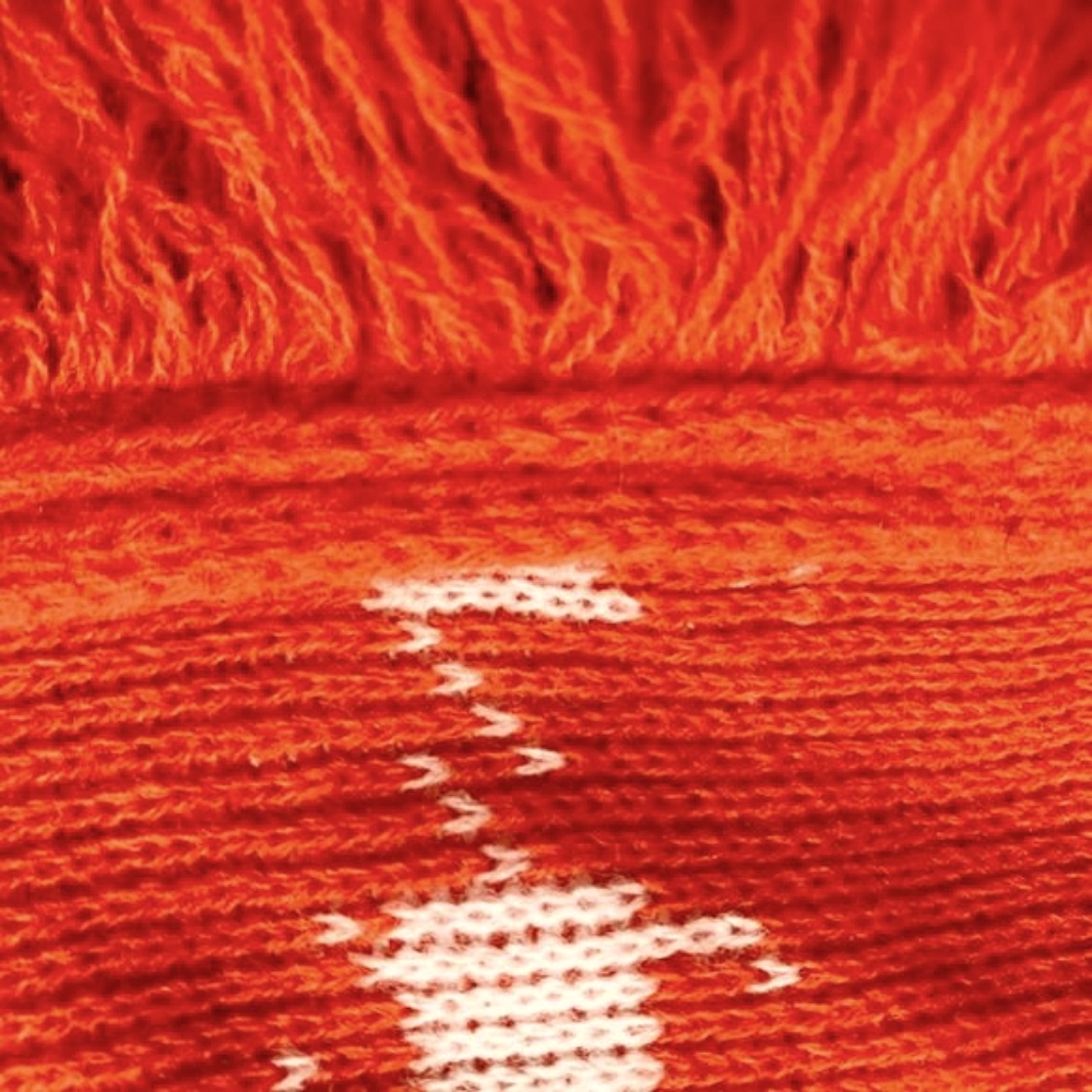 Vtg 60s bold orange houndstooth knit scarf - Picture 6 of 7